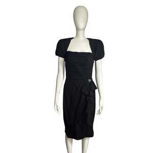 B.B. CollectionsBarbara Vintage Black Ruched Open Back Cocktail Dress